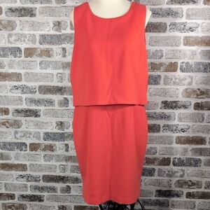 Elijah J Red Crepe Popover Sleeveless Dress, 14.